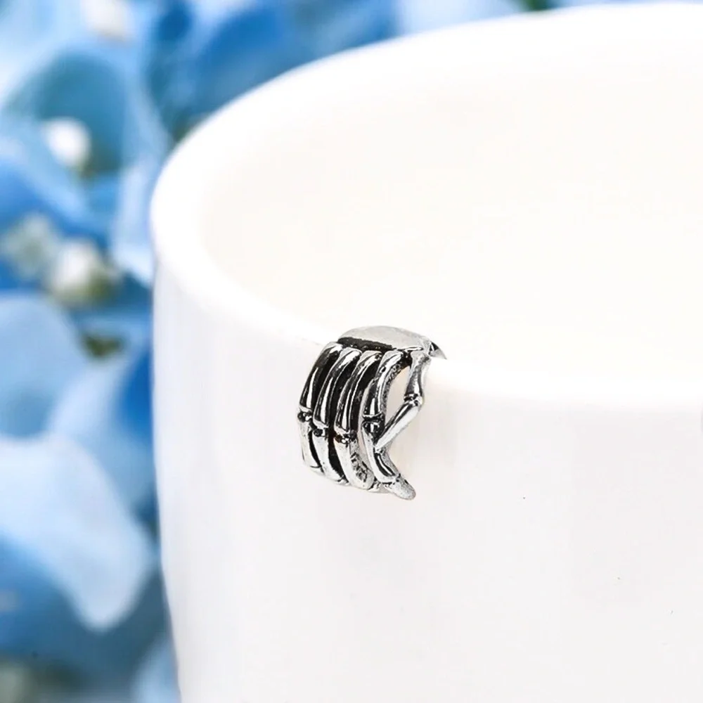 Set of 2 Silver Skeleton Hand Ear Cuff Earrings